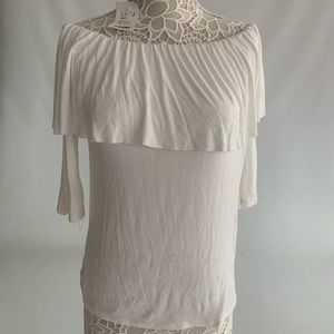 m t s. cream pima cotton material shirt 3/4 sleeve